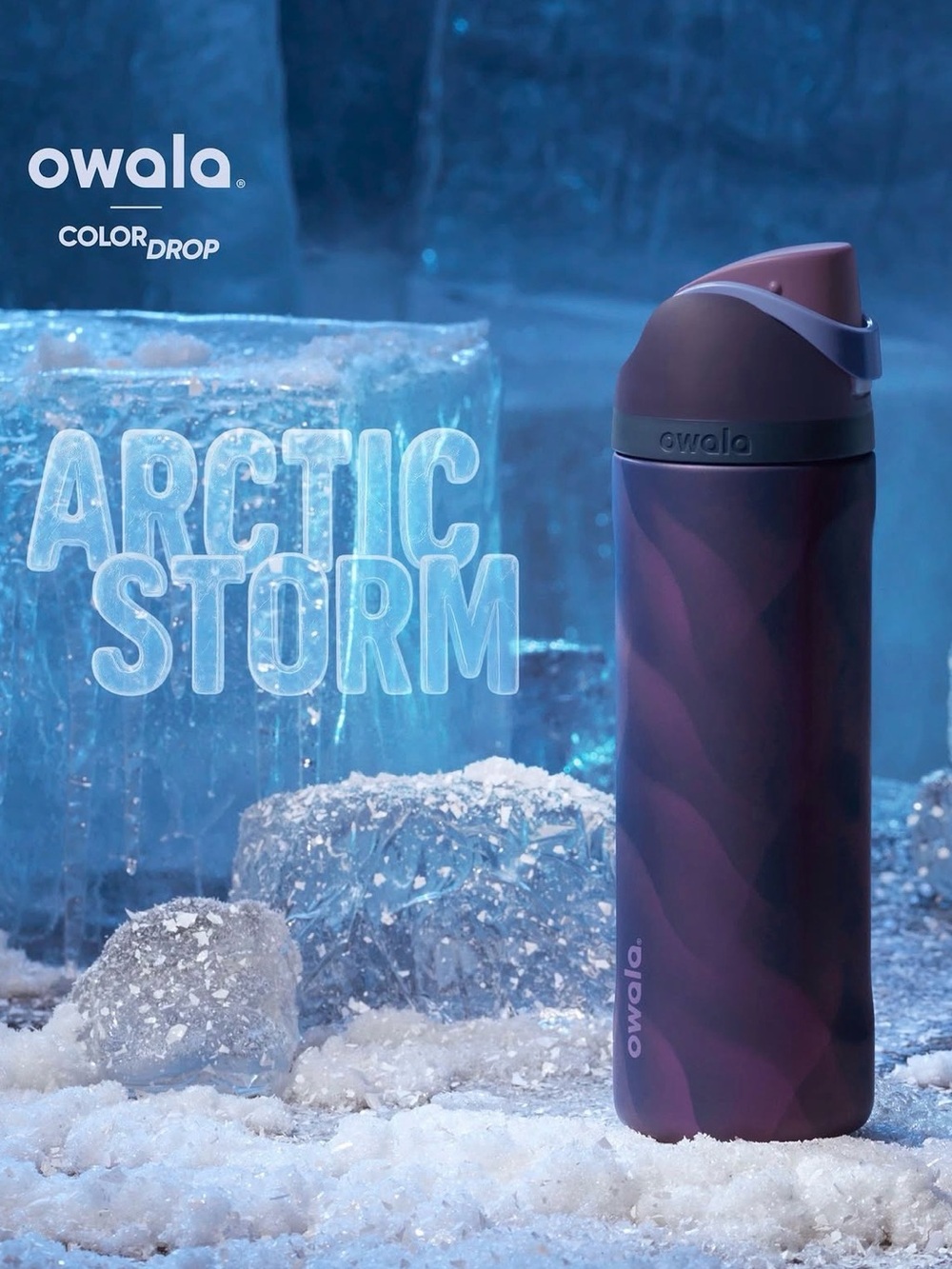 NWT Owala Arctic Storm 24oz FreeSip Color Drop Limited Edition Water Bottle